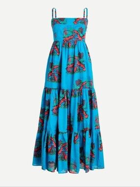 J.Crew Bright Blue Lobster Tiered Maxi Dress | Size 0